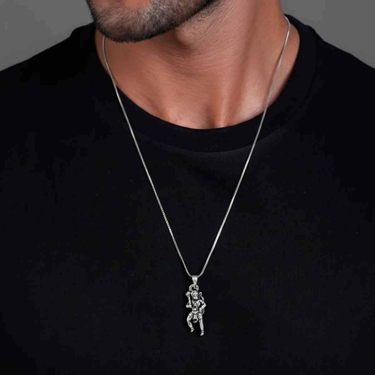 Hanuman in Action 925 Silver Pendant