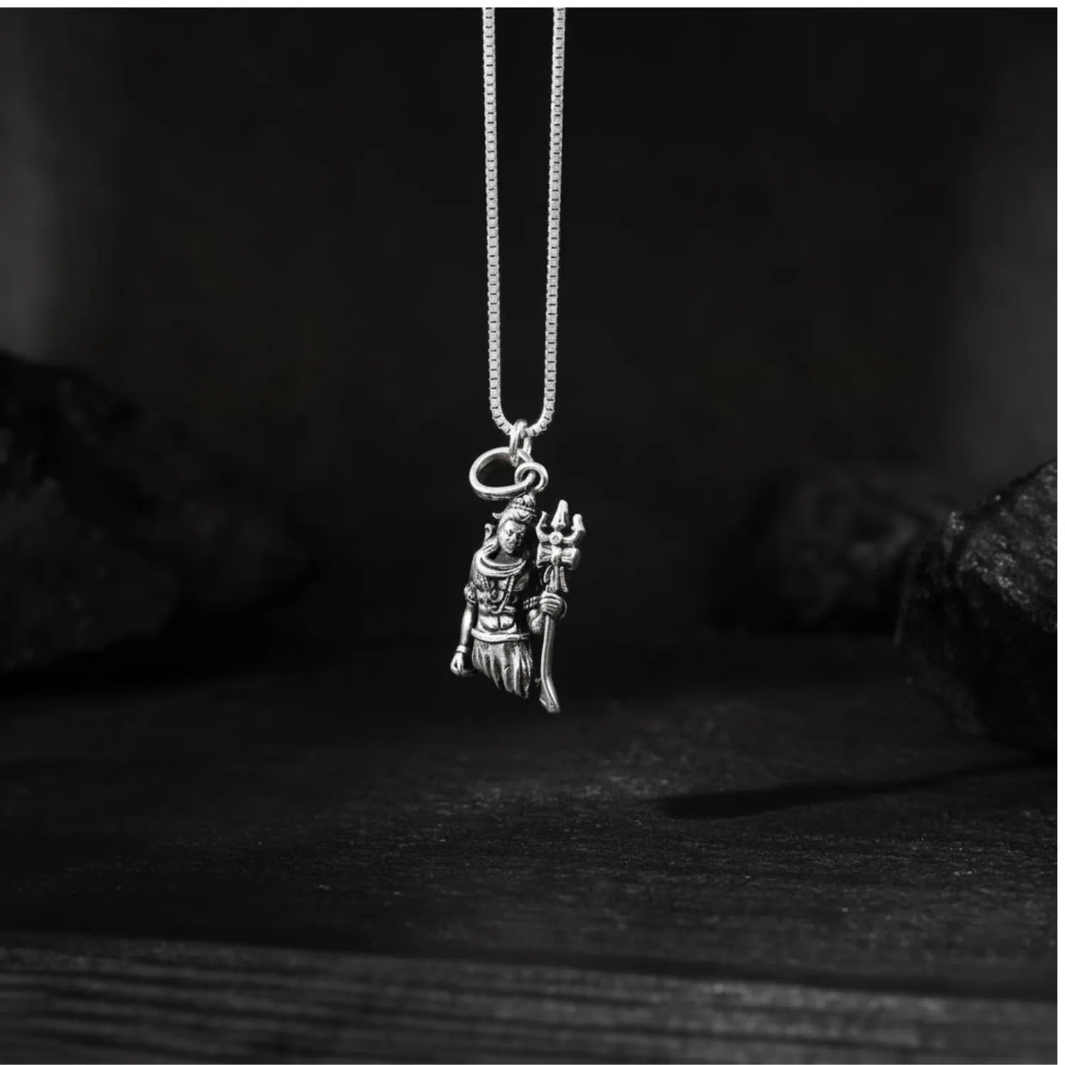 Lord Shiva Holding Trishul 925 Silver Locket