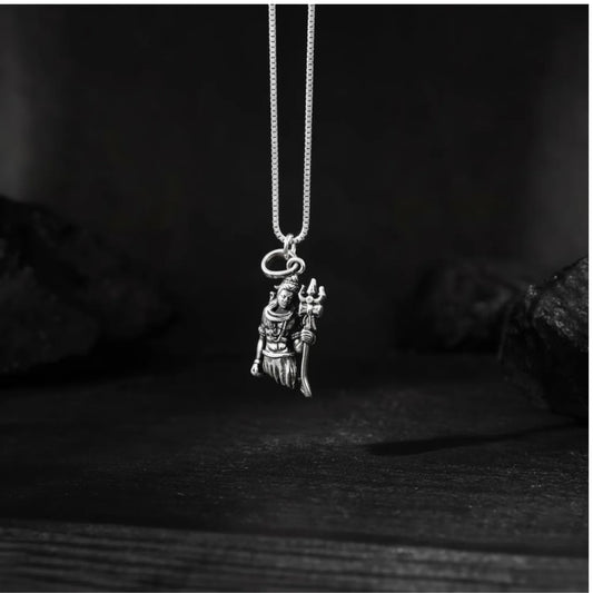 Lord Shiva Holding Trishul 925 Silver Locket