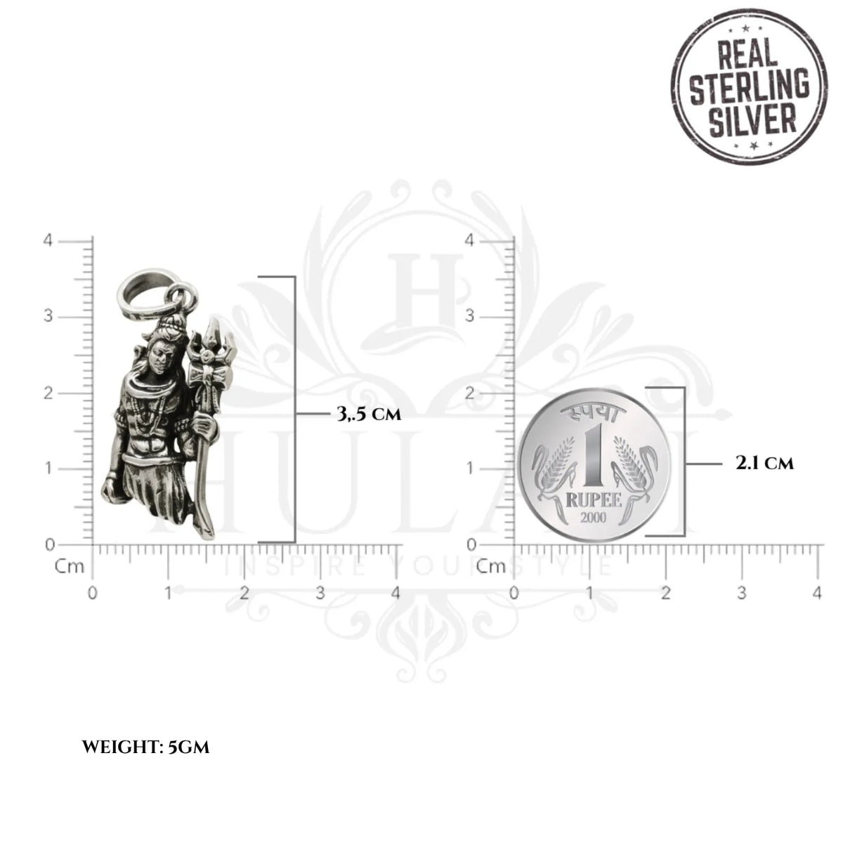 Om Trishul Damru 925 Silver Pendant