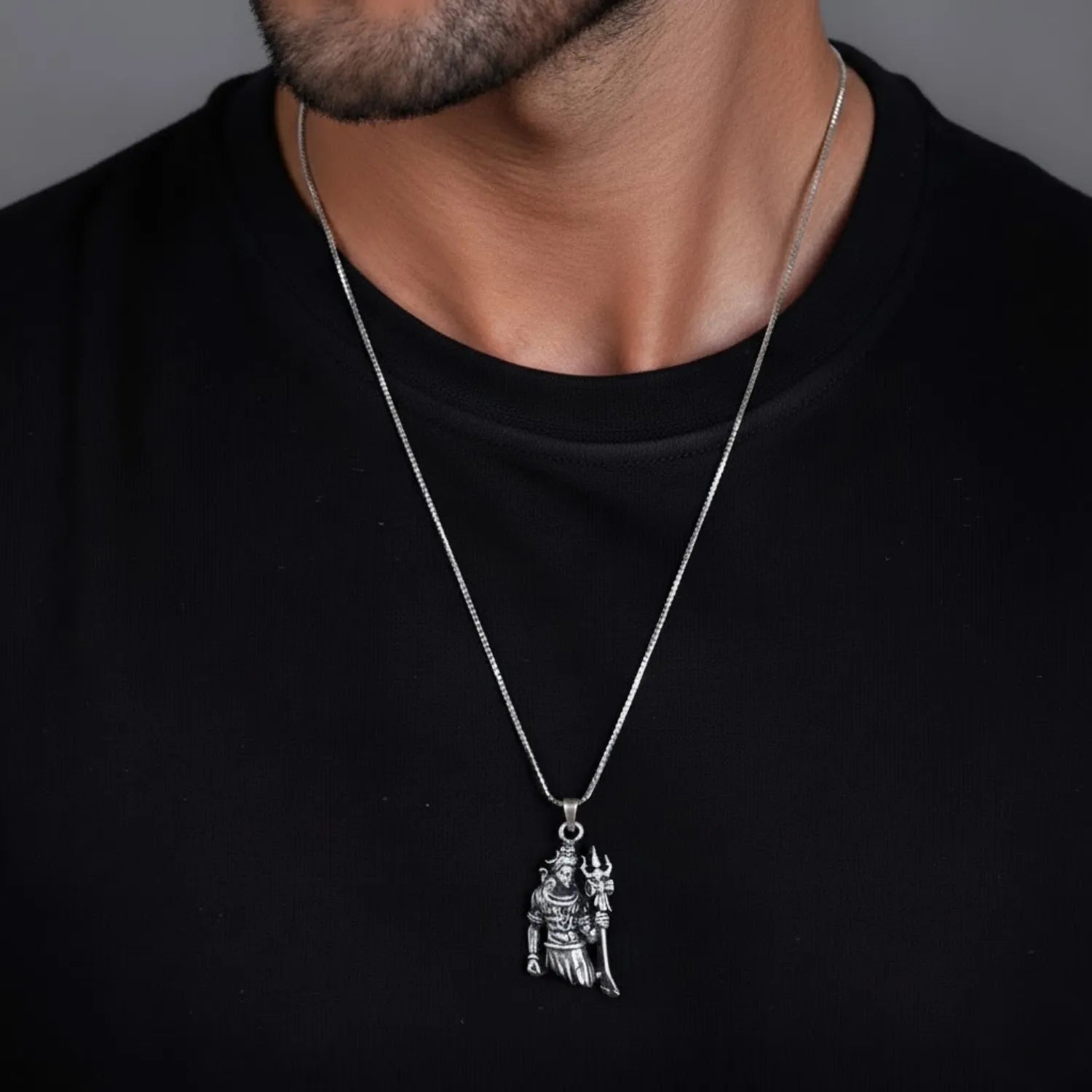 Lord Shiva Holding Trishul 925 Silver Locket