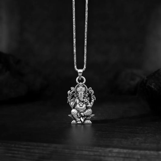 Ganesh Ji Antique Silver Pendant – 925 Sterling