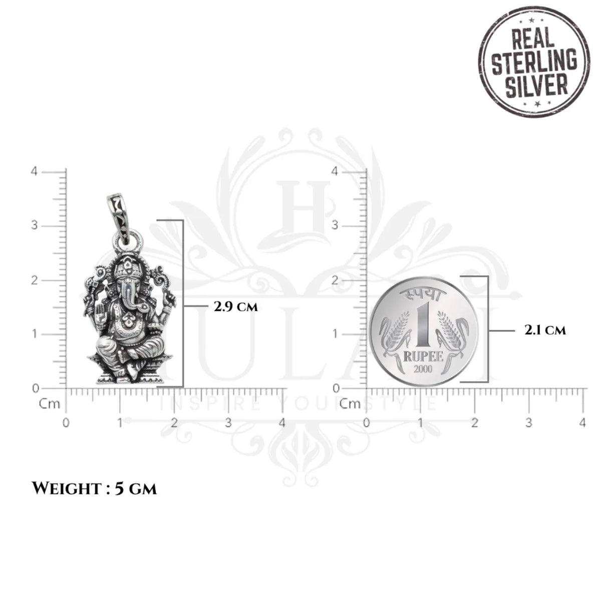 Ganesh Ji Antique Silver Pendant – 925 Sterling