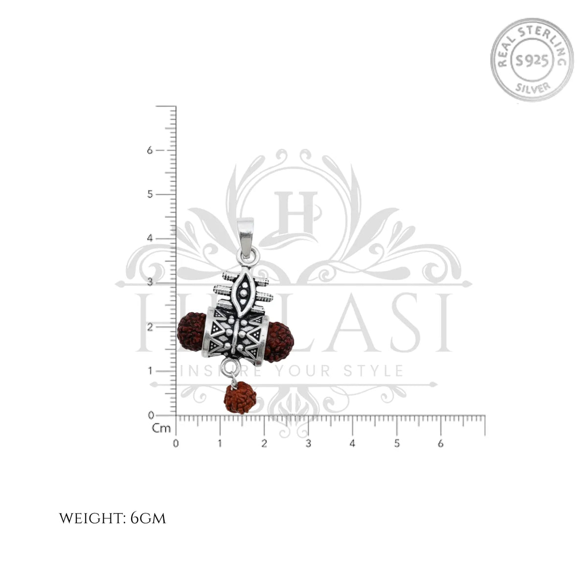 Trishul Eye Rudraksha Silver Pendant