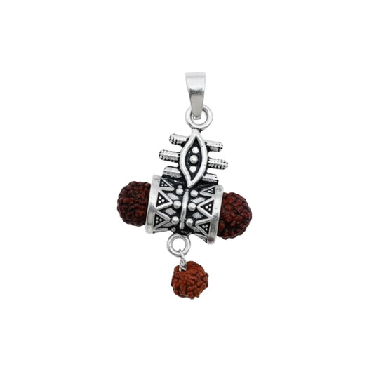 Trishul Eye Rudraksha Silver Pendant