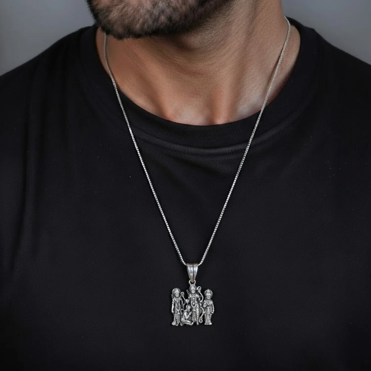 Ram Darbar Oxidised Silver Locket