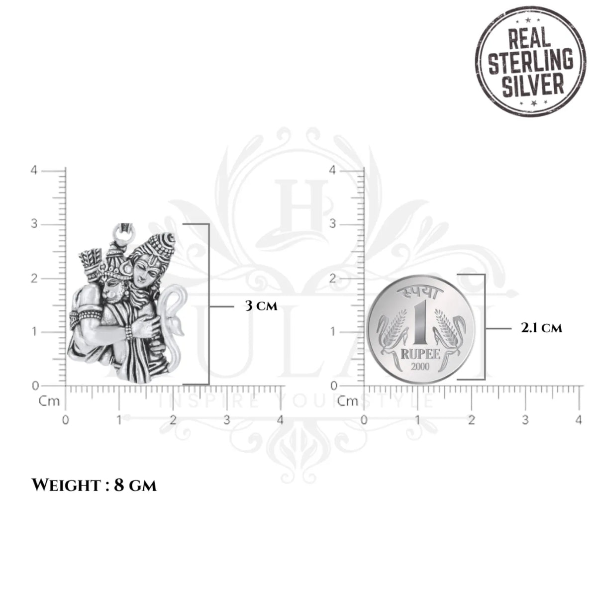 Ram & Hanuman Embrace Pendant – 925 Silver