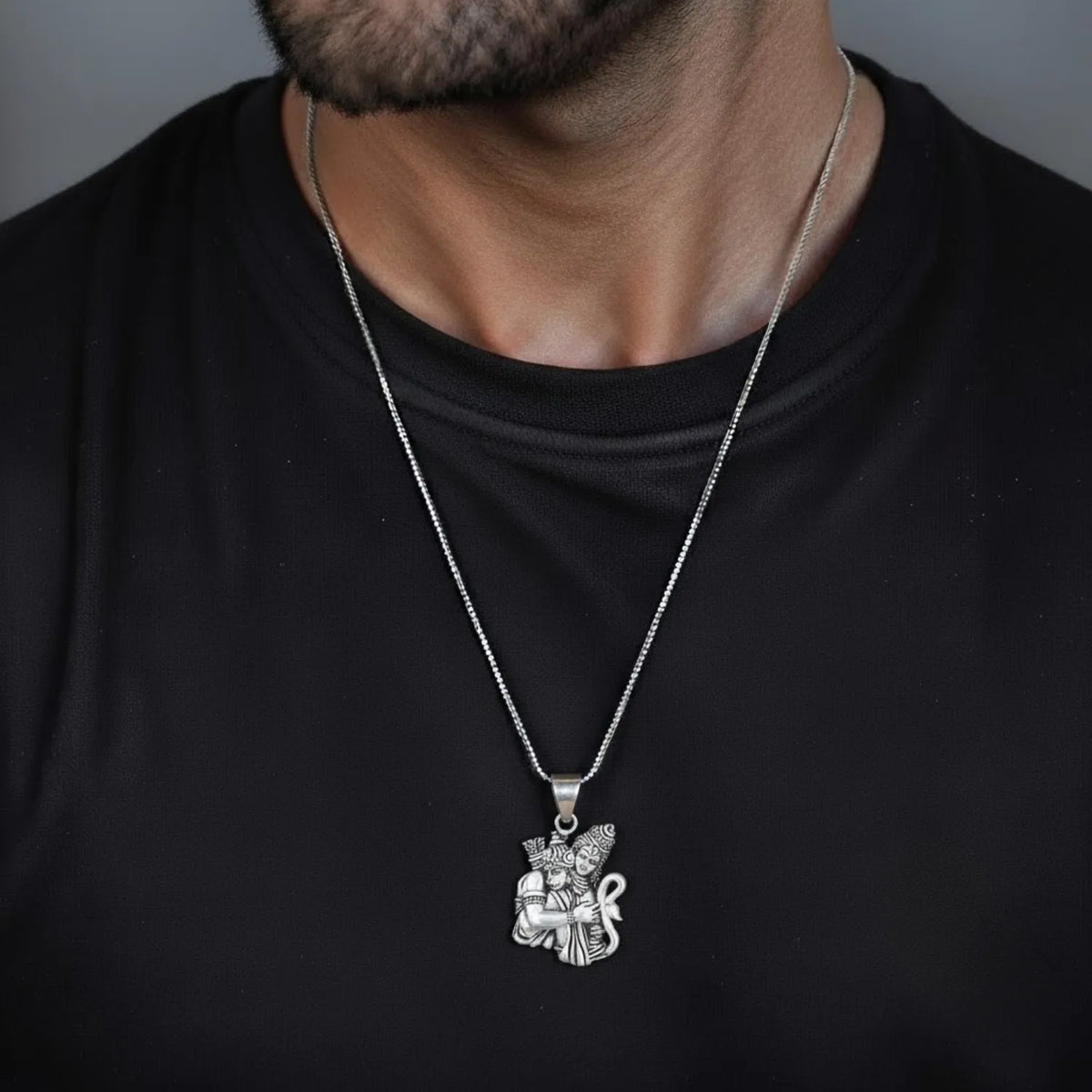Ram & Hanuman Embrace Pendant – 925 Silver