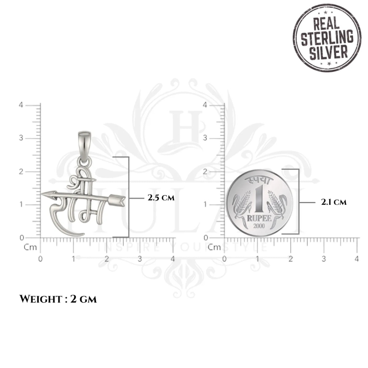 Ram Naam Dhanush Sterling Silver Pendant