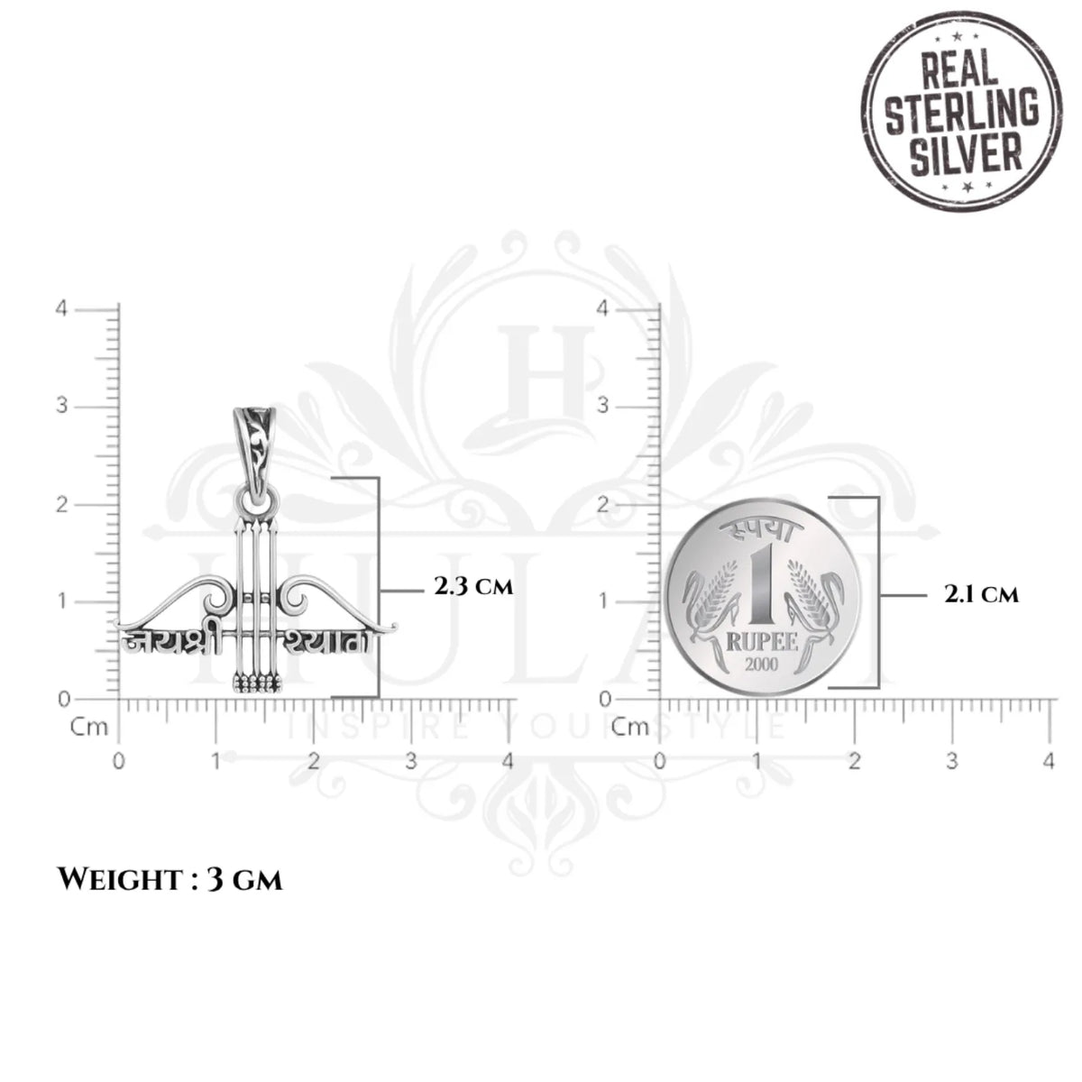 Jai Shri Ram Bow & Arrow Sterling Silver Locket