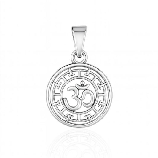 Om Greek Border Sterling Silver Locket
