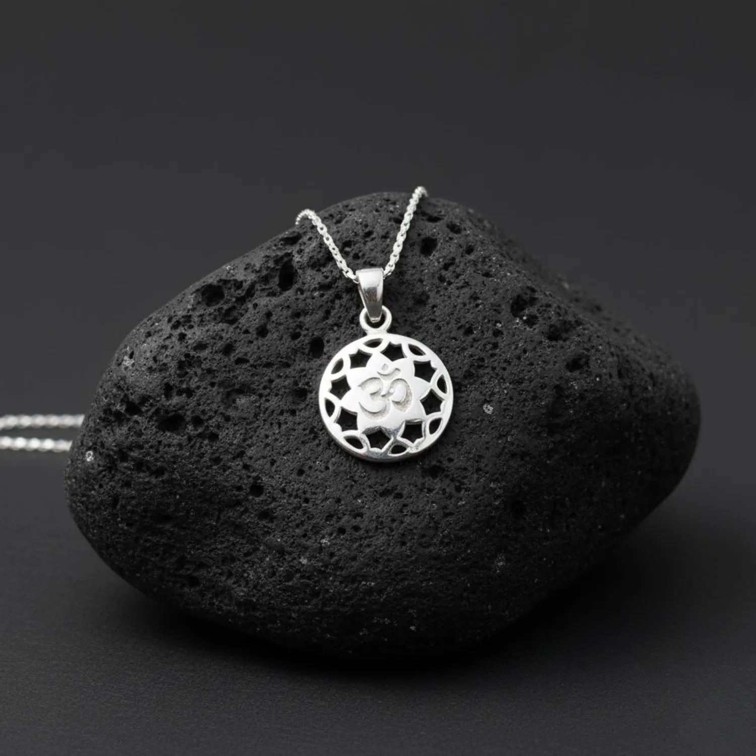 Cutwork Om Round Sterling Silver Locket