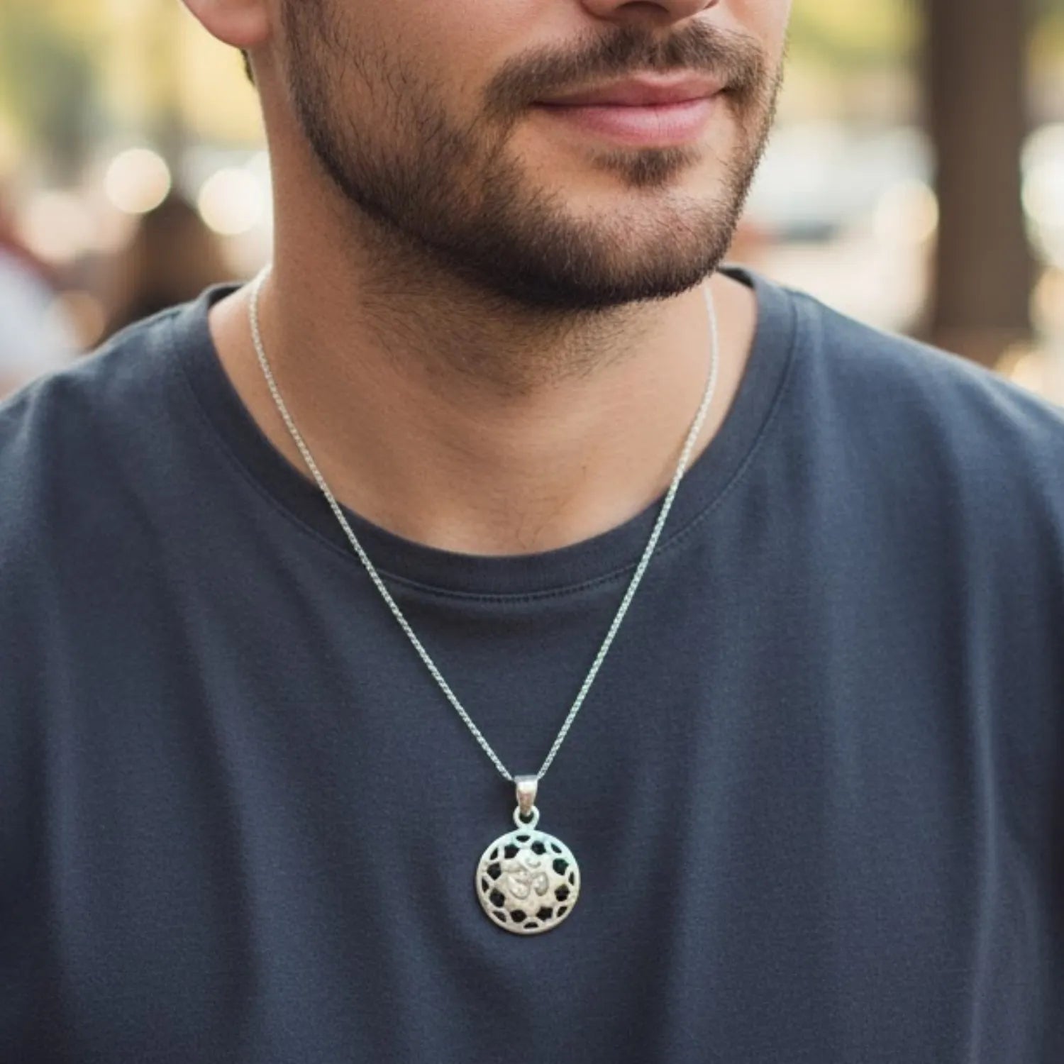 Cutwork Om Round Sterling Silver Locket