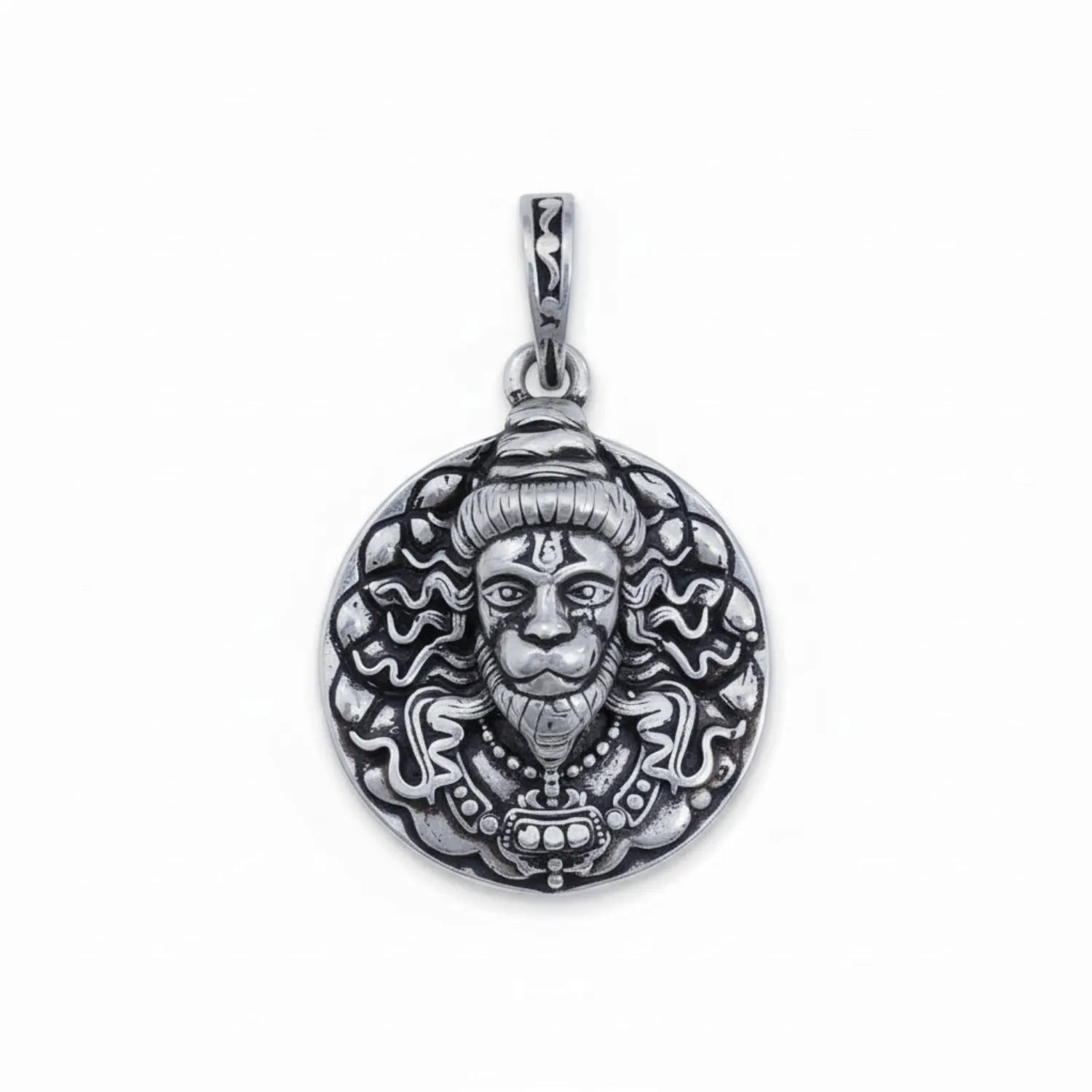Warrior Lord Hanuman Oxidised Medallion Locket