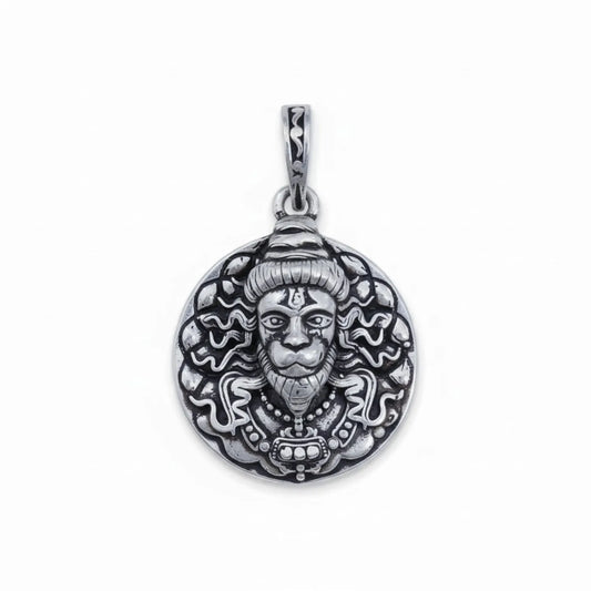 Warrior Lord Hanuman Oxidised Medallion Locket