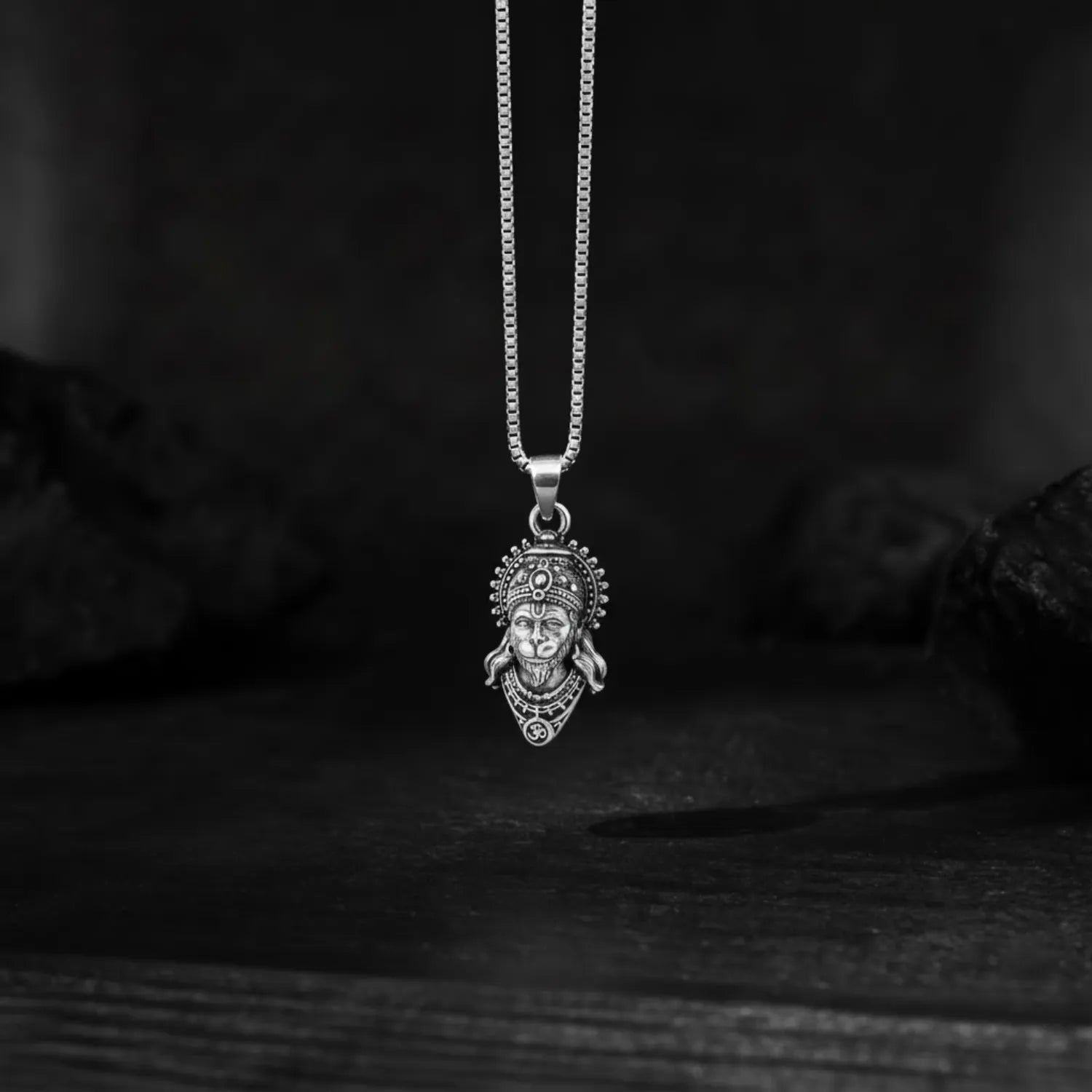 Maharaja Hanuman Face Sterling Oxidised Locket