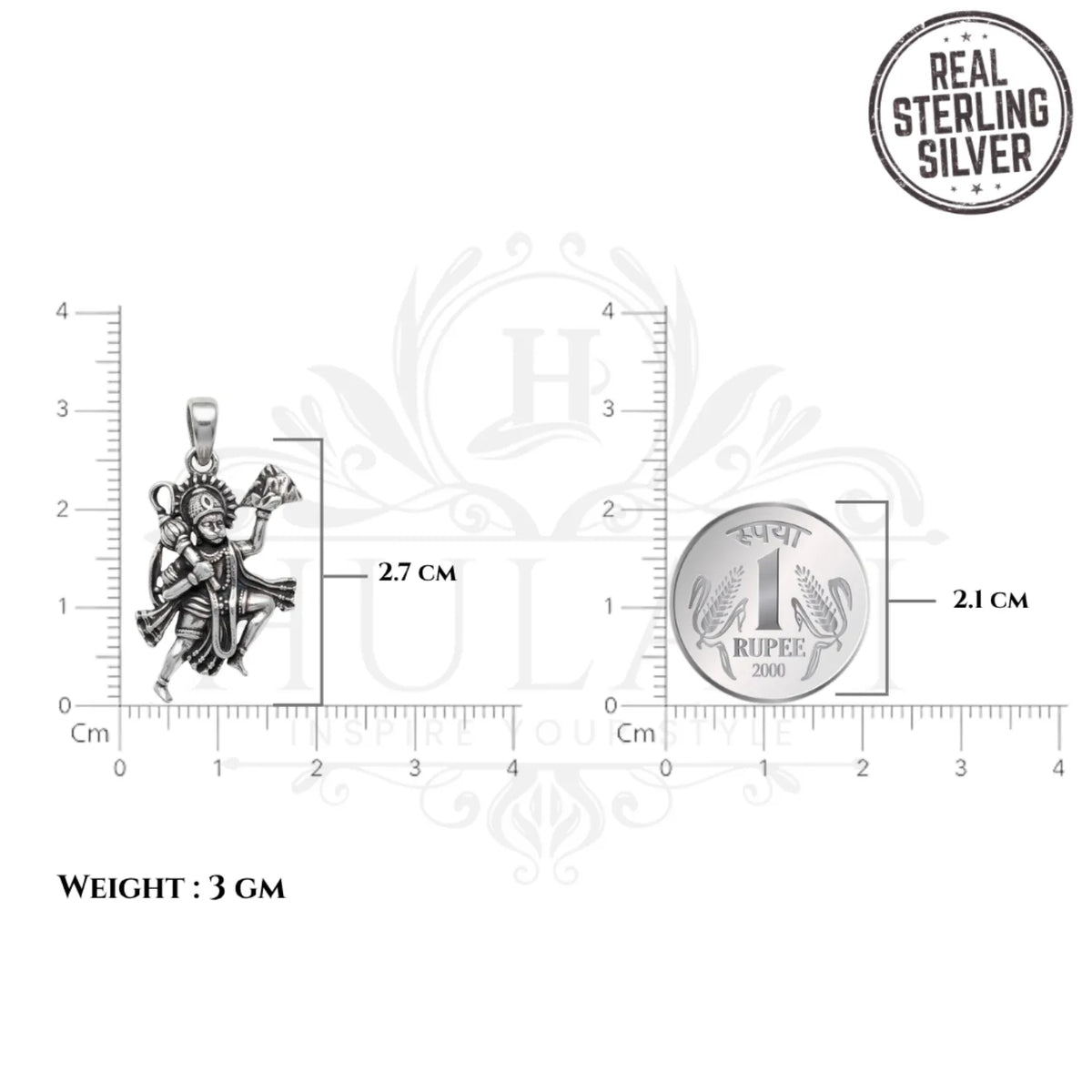 Oxidised Hanuman Ji with Gada Pendant