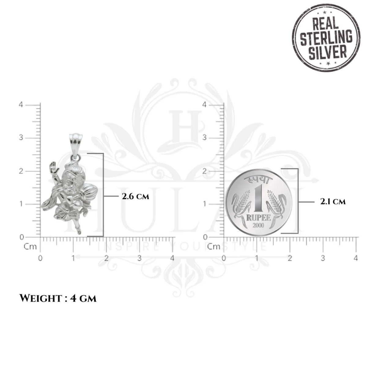 Hanuman Ji Carrying Mountain Silver Pendant