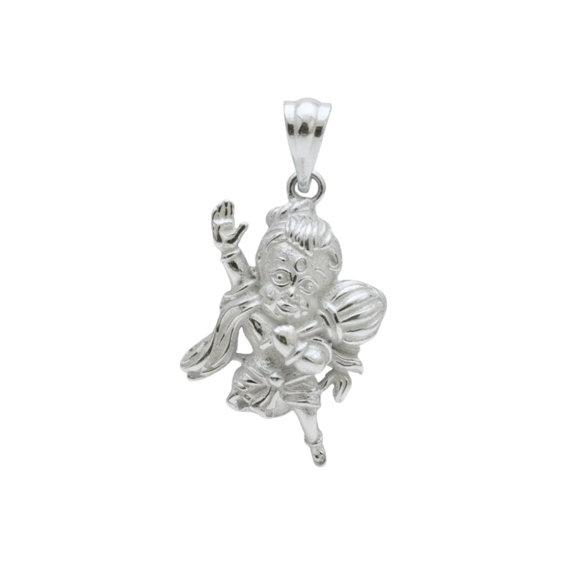 Hanuman Ji Carrying Mountain Silver Pendant