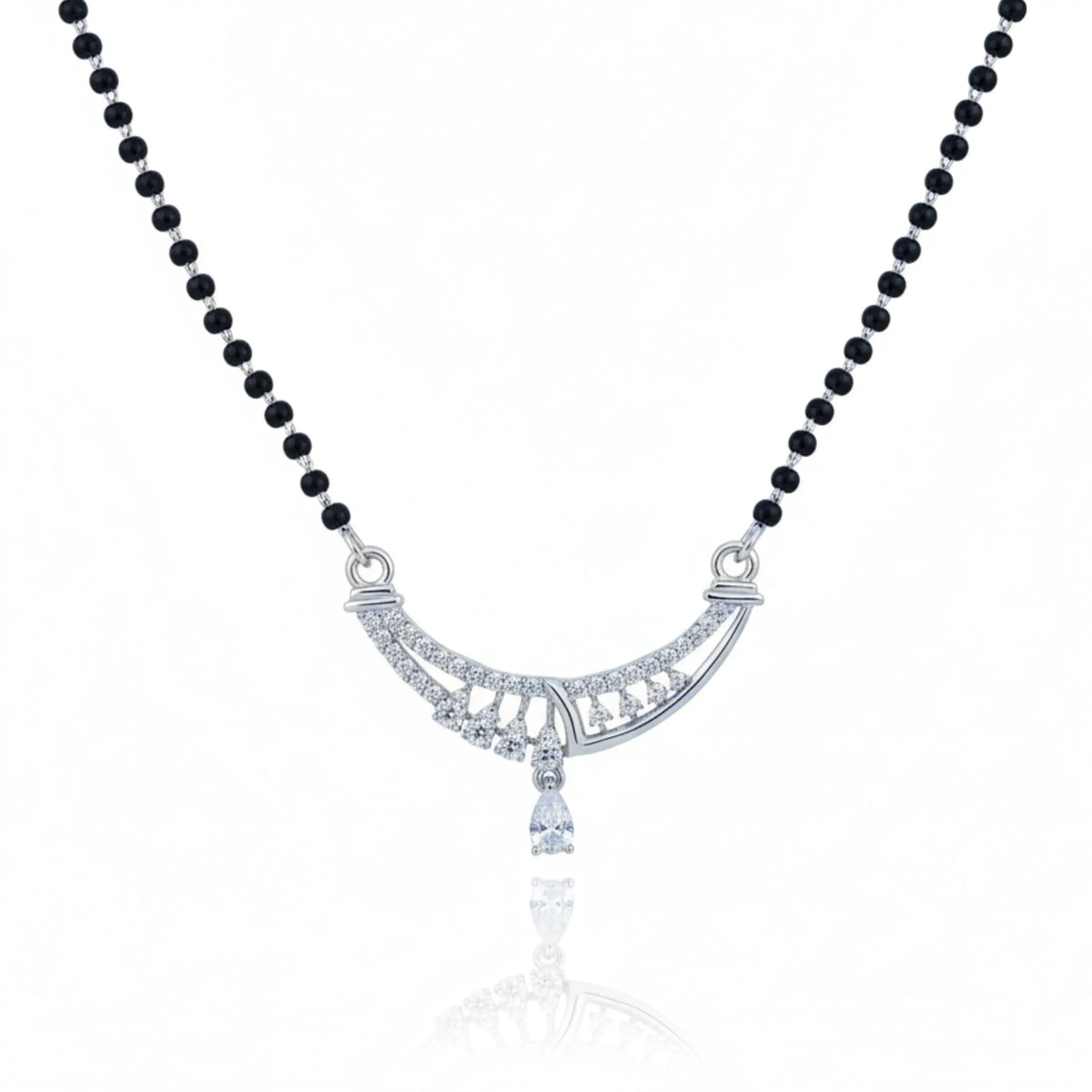 Triple Drop Curve CZ Bridal Mangal Sutra Pendant