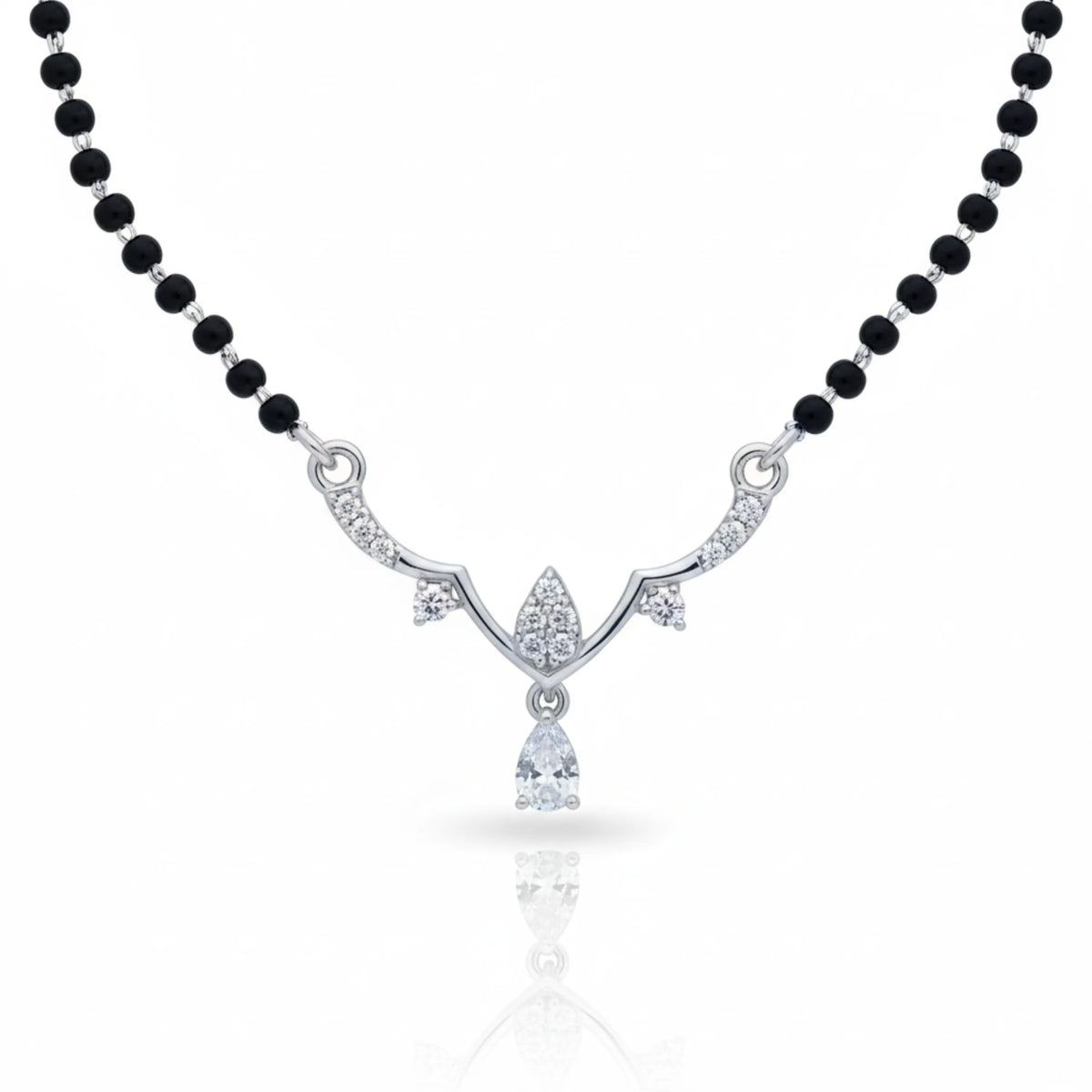 Floral Lined CZ Petite Mangal Sutra Pendant