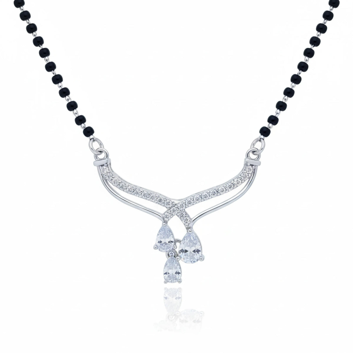Crown Design CZ Curved Mangal Sutra Pendant