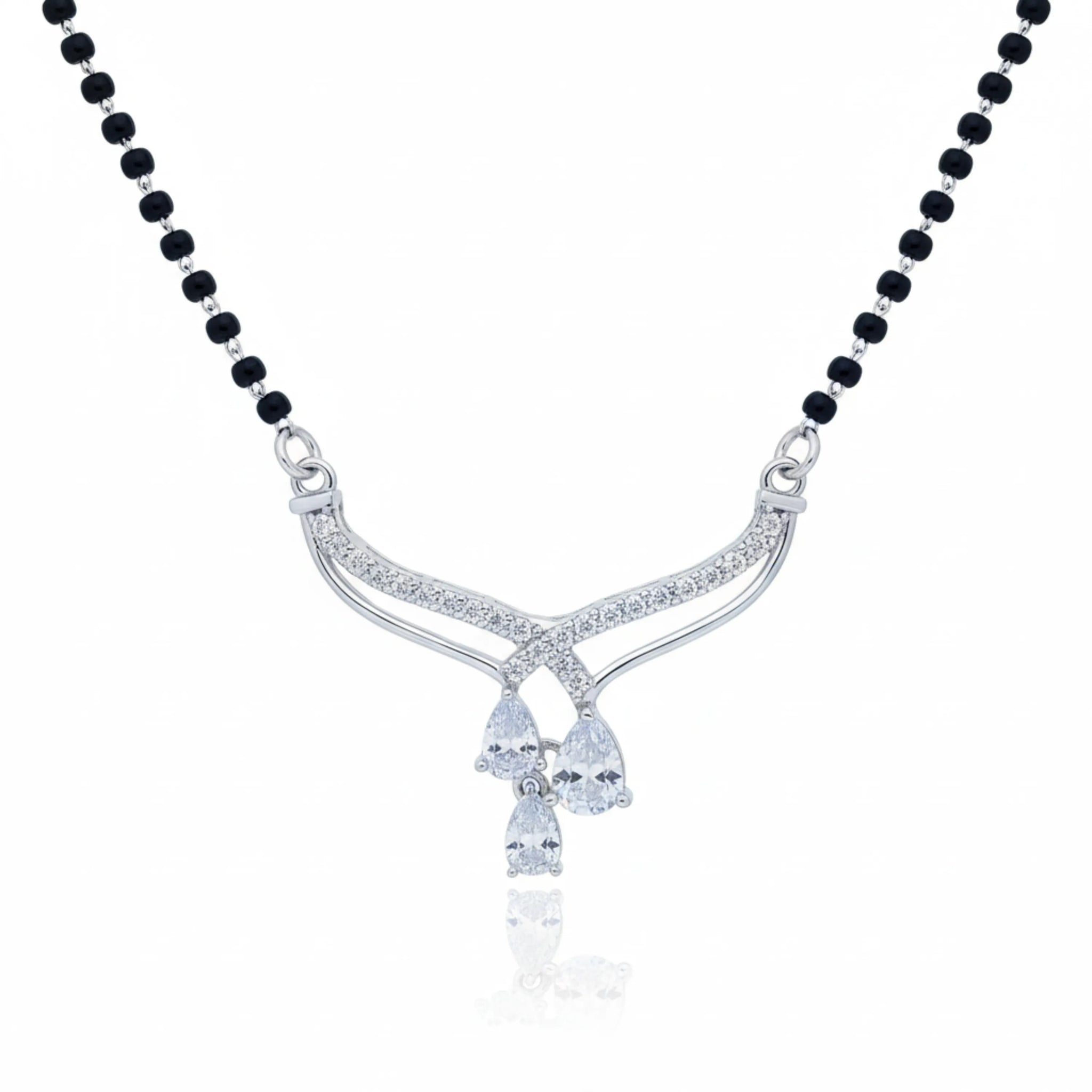 Crown Design CZ Curved Mangal Sutra Pendant