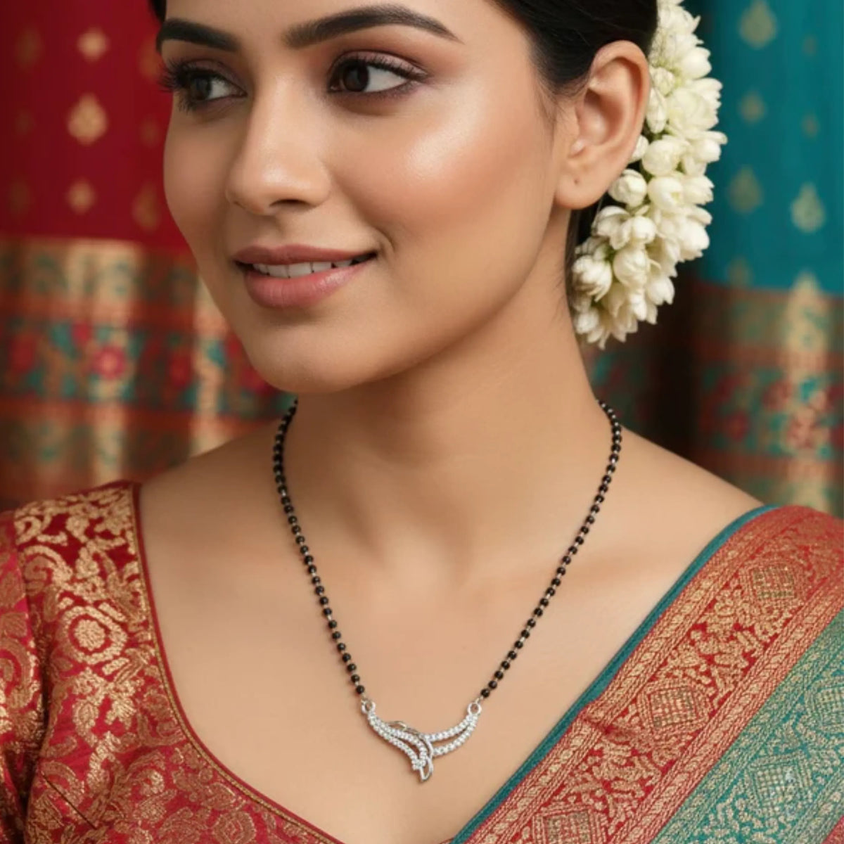 Floral Fest CZ Designer Mangal Sutra Pendant