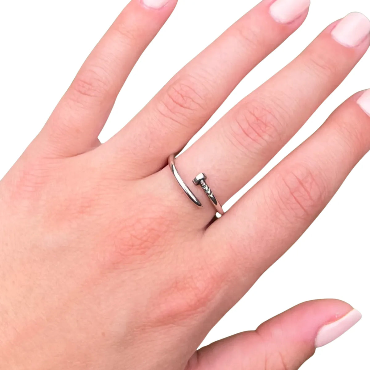 Hulasi Trendy Sterling Silver Bent Nail Design Adjustable Ring For Girls