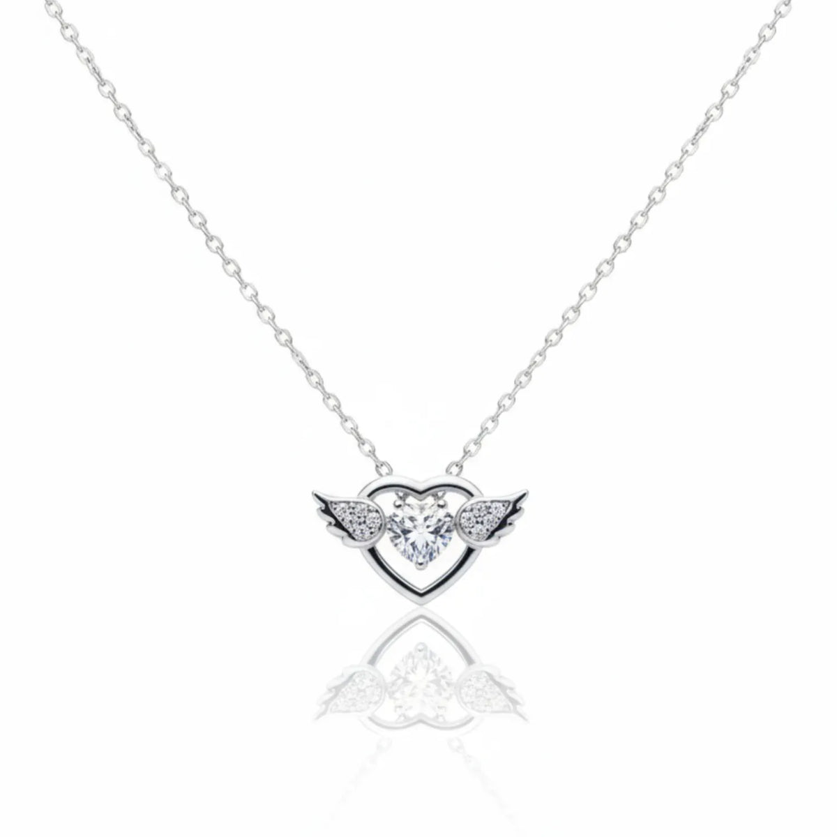 Hulasi 925 Sterling Silver Heart Wings Pendant For Women & Girls | CZ Design | 1.6 Cm
