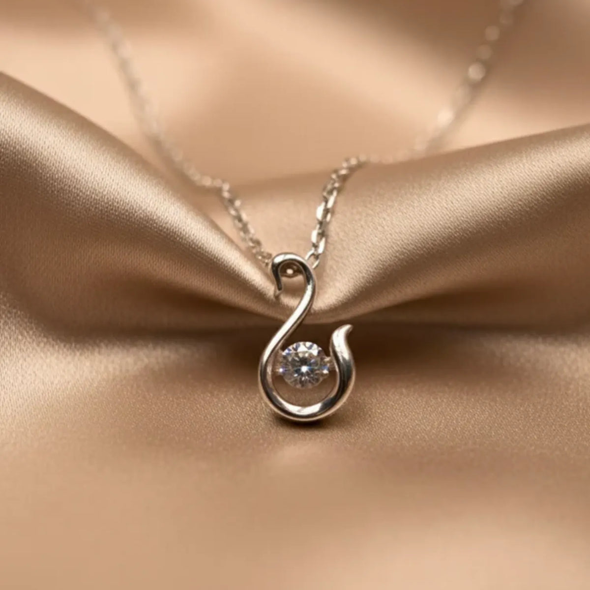 Hulasi 925 Sterling Silver Swan Pendant For Women & Girls | CZ Stone Design | 1.5 Cm