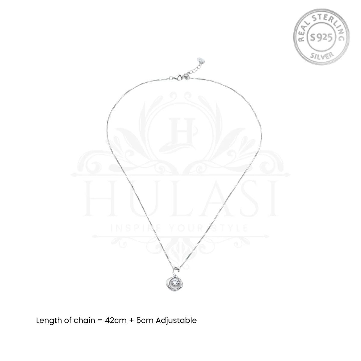 Hulasi 925 Sterling Silver Swan CZ Pendant For Women & Girls | Designer Style | 1.5 Cm