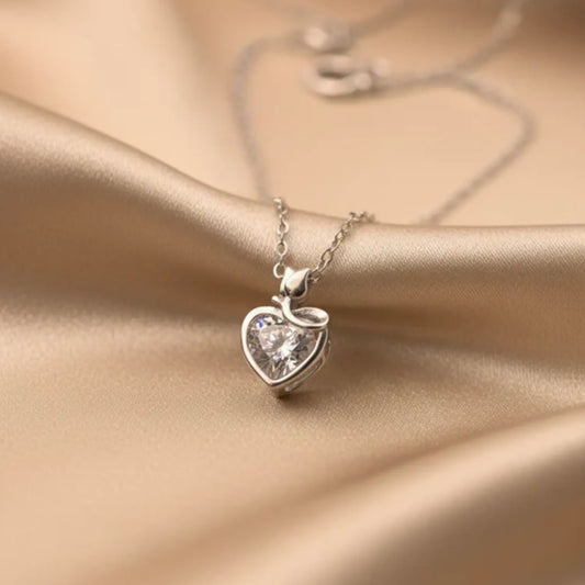 Hulasi 925 Sterling Silver Heart Drop Pendant For Women & Girls | CZ Design | 1.2 Cm