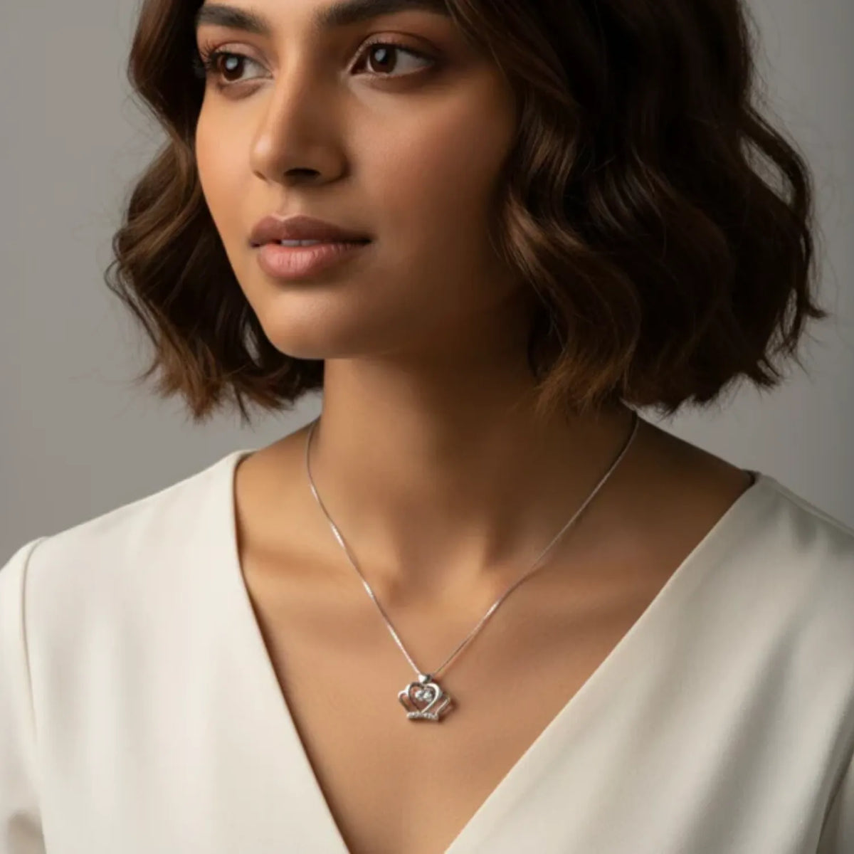 Angelic Wings Heart Silver Pendant