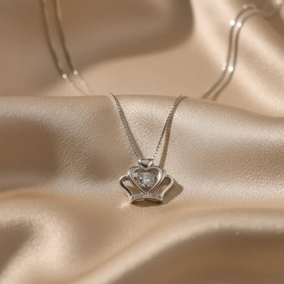 Hulasi 925 Sterling Silver Crown Heart Pendant For Women & Girls | CZ Design | 1.5 Cm
