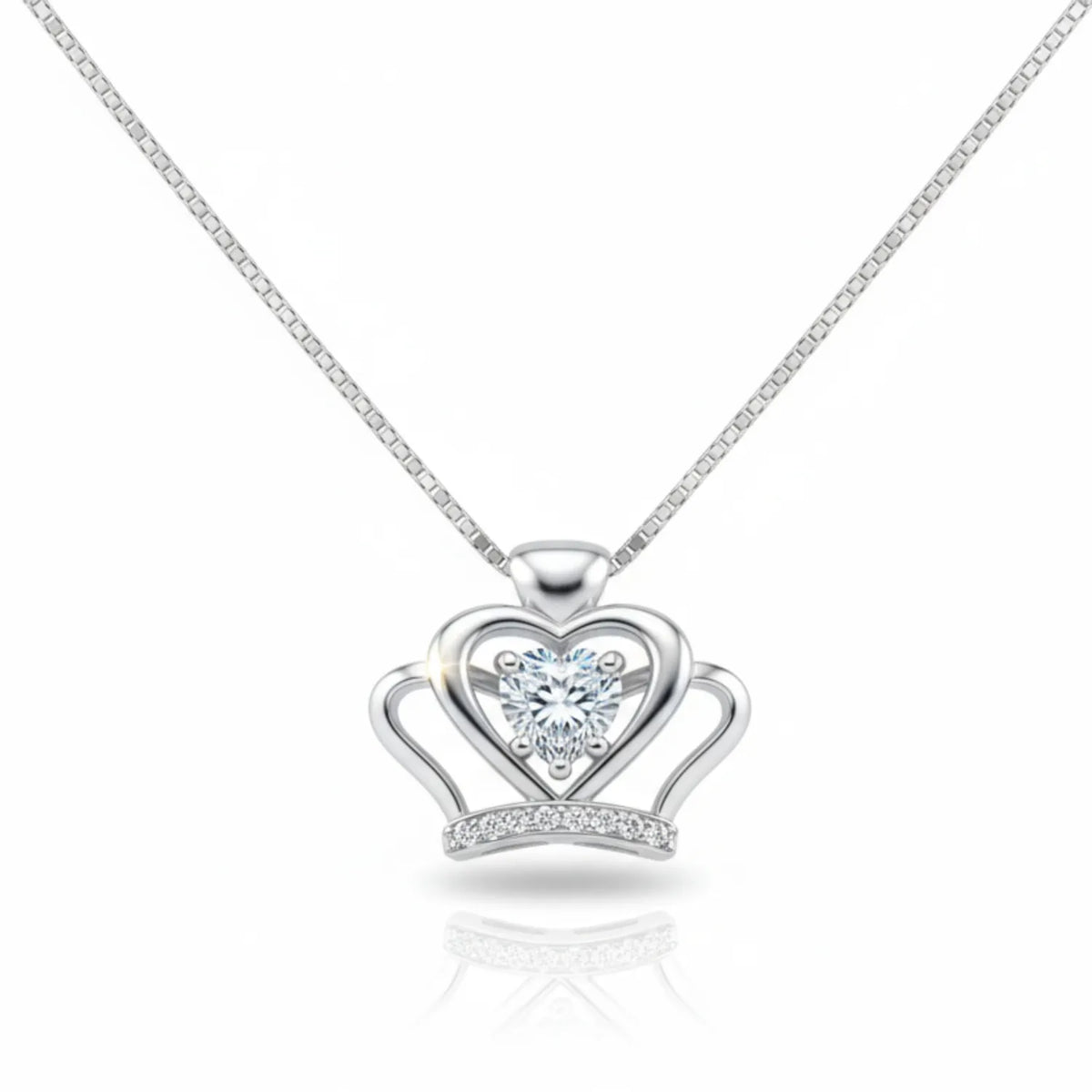 Hulasi 925 Sterling Silver Crown Heart Pendant For Women & Girls | CZ Design | 1.5 Cm