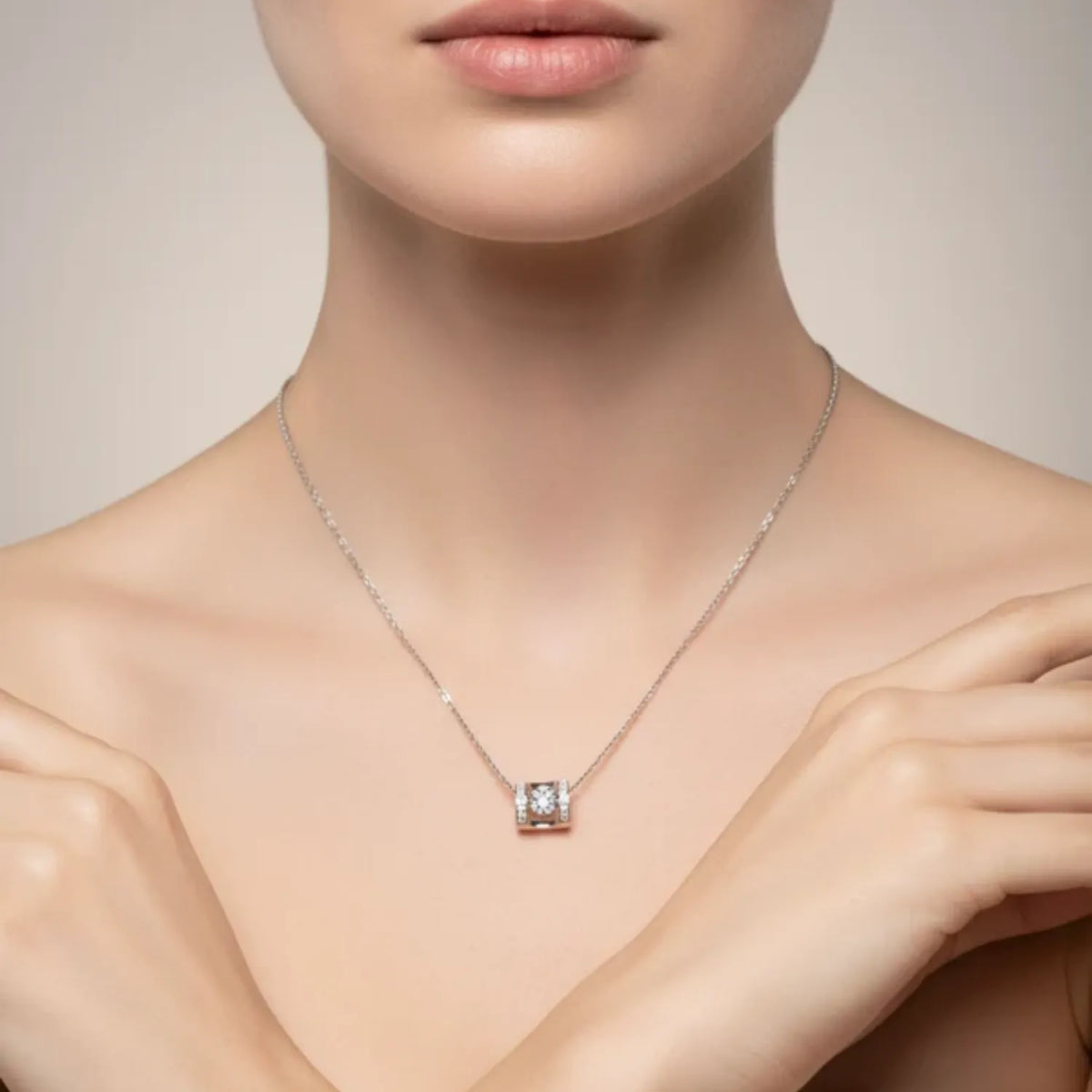 Hulasi 925 Sterling Silver Square CZ Pendant For Women & Girls | Minimal Design | 1 Cm