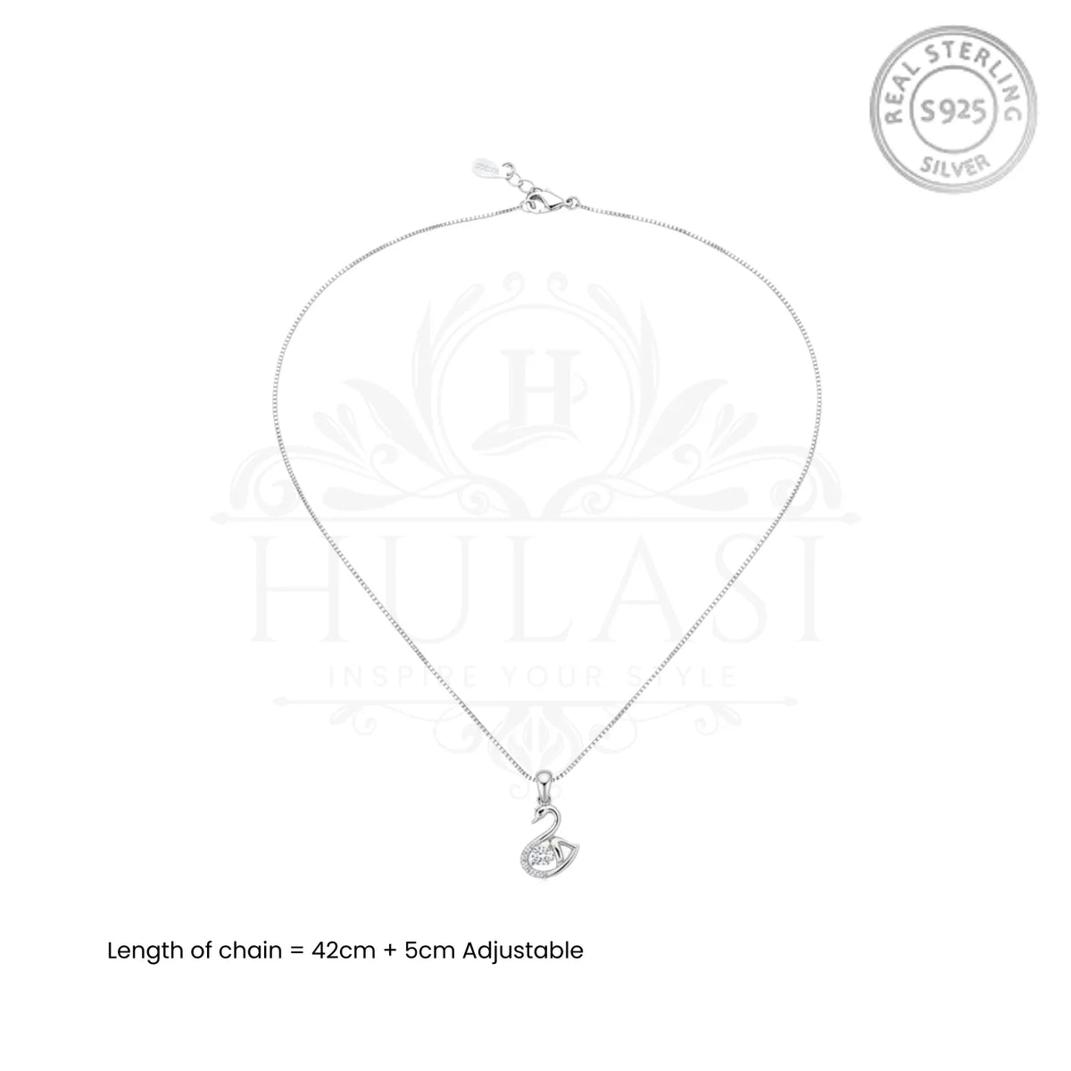 Hulasi 925 Sterling Silver Crown Swan Pendant For Women & Girls | CZ Design | 1.8 Cm