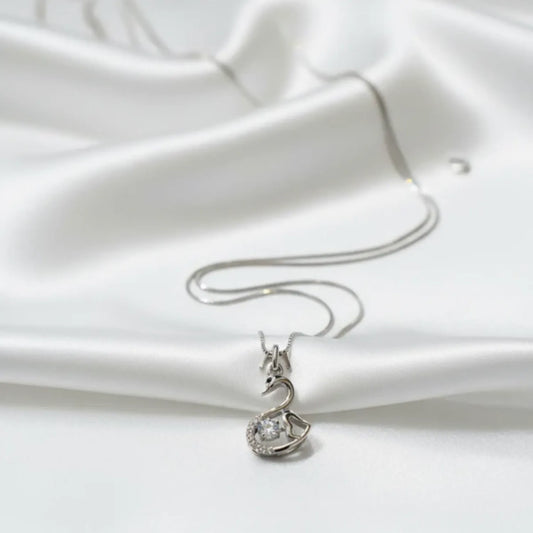 Hulasi 925 Sterling Silver Crown Swan Pendant For Women & Girls | CZ Design | 1.8 Cm