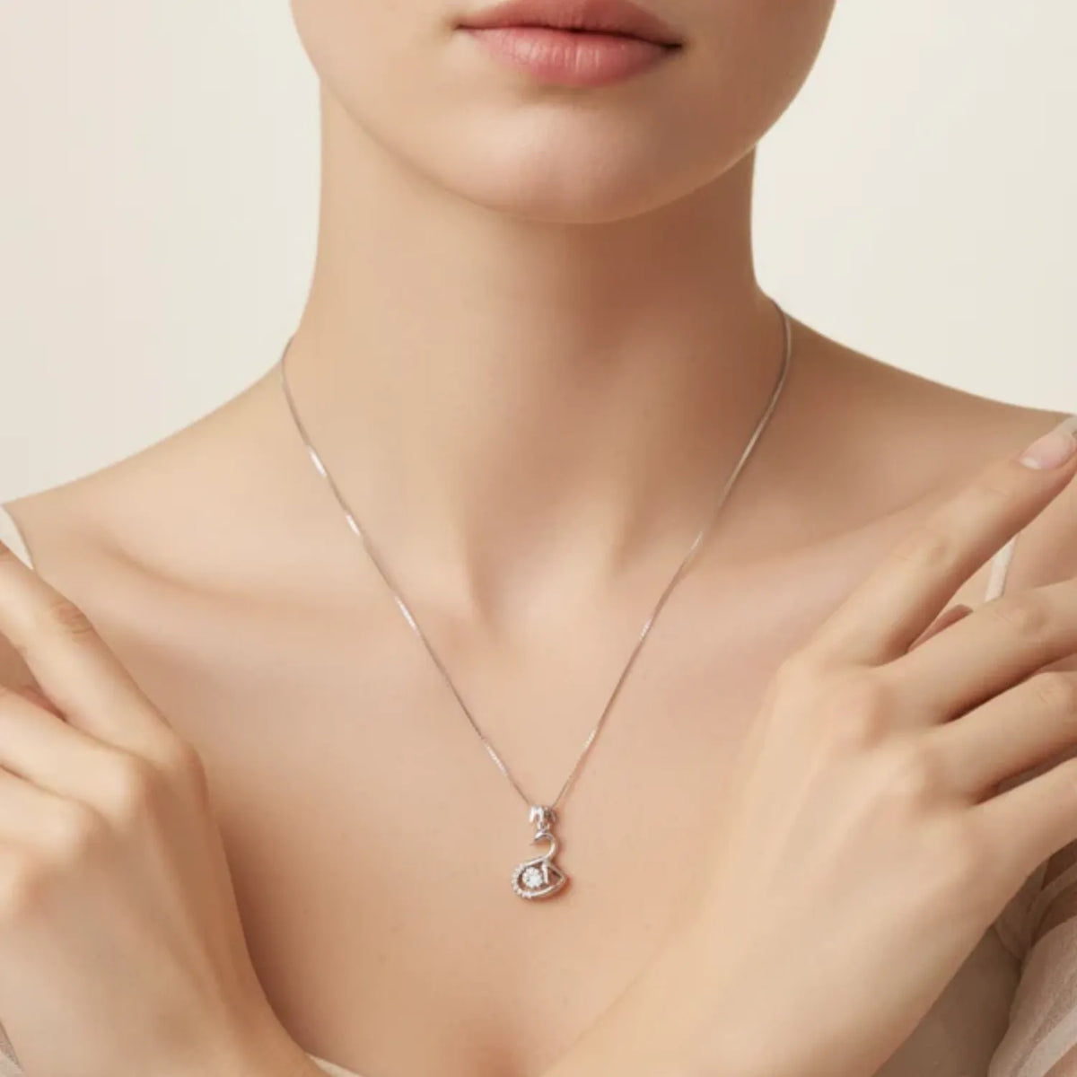Hulasi 925 Sterling Silver Crown Swan Pendant For Women & Girls | CZ Design | 1.8 Cm