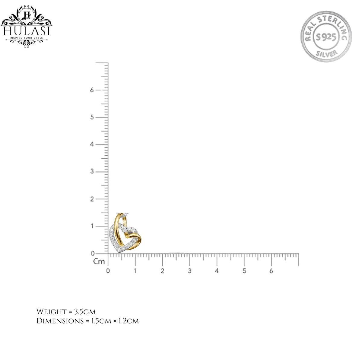Hulasi 925 Sterling Silver Two Tone Interlocking Heart Pendant For Women & Girls | CZ Design | 1.5 Cm