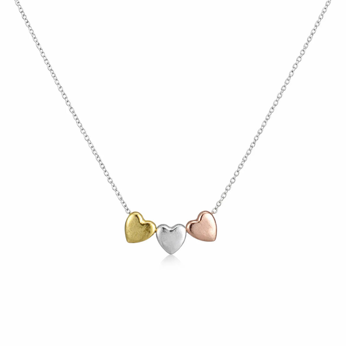 Hulasi 925 Sterling Silver Triple Tone Heart Pendant For Women & Girls | Gold Silver Rose Finish | 1.8 Cm