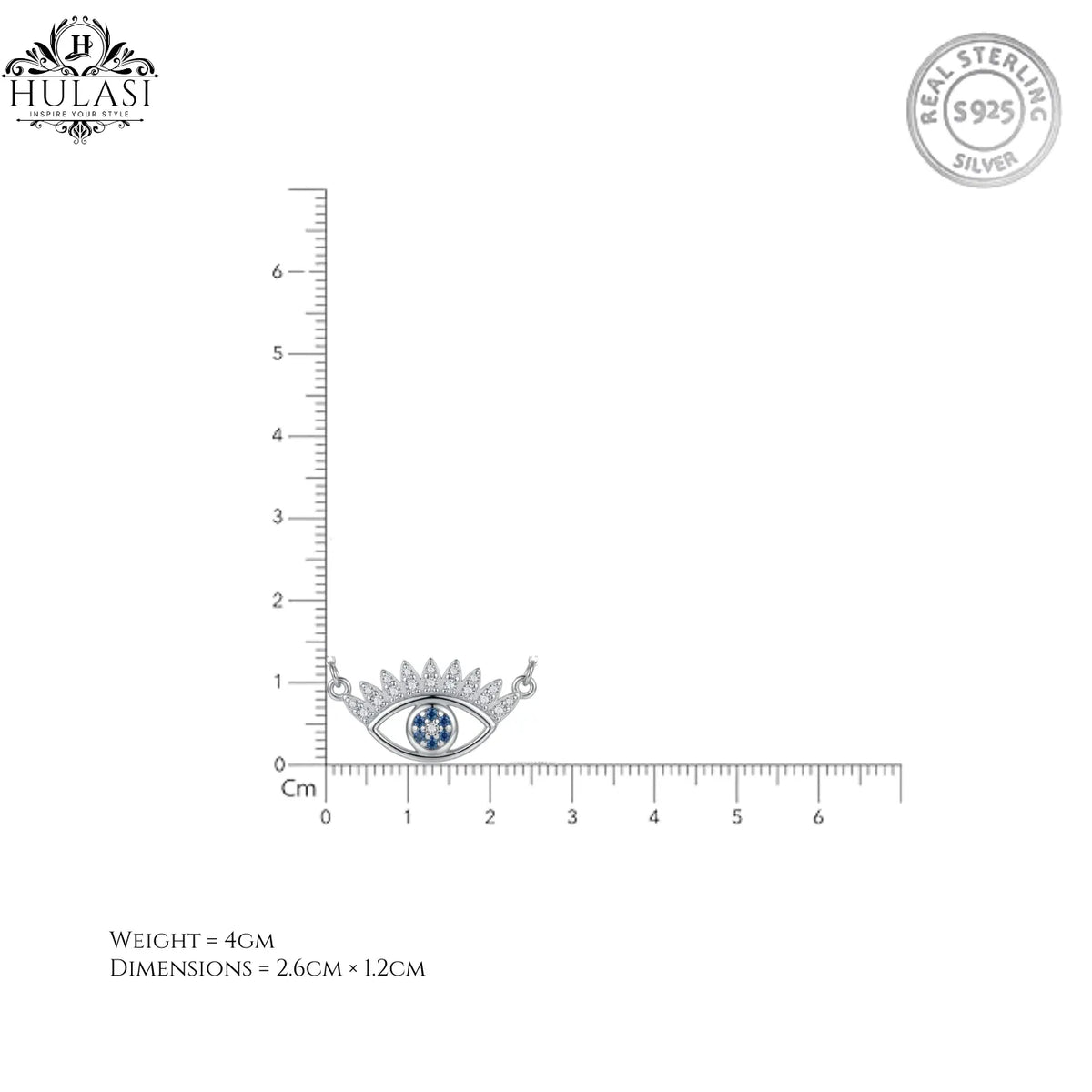Hulasi 925 Sterling Silver Evil Eye Pendant For Women & Girls | Blue Stone CZ Design | 2.6 Cm
