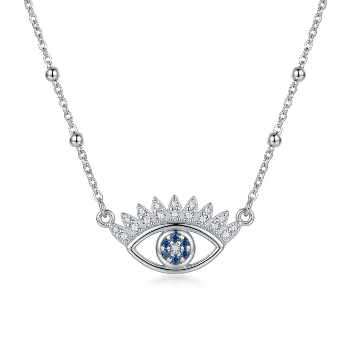 Hulasi 925 Sterling Silver Evil Eye Pendant For Women & Girls | Blue Stone CZ Design | 2.6 Cm