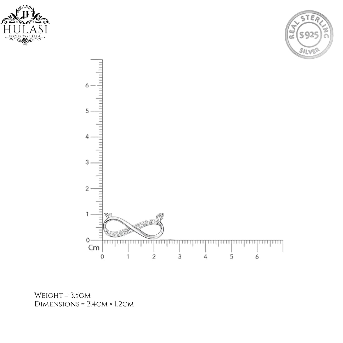 Hulasi 925 Sterling Silver Infinity Pendant For Women & Girls | CZ Studded Design | 2.4 Cm