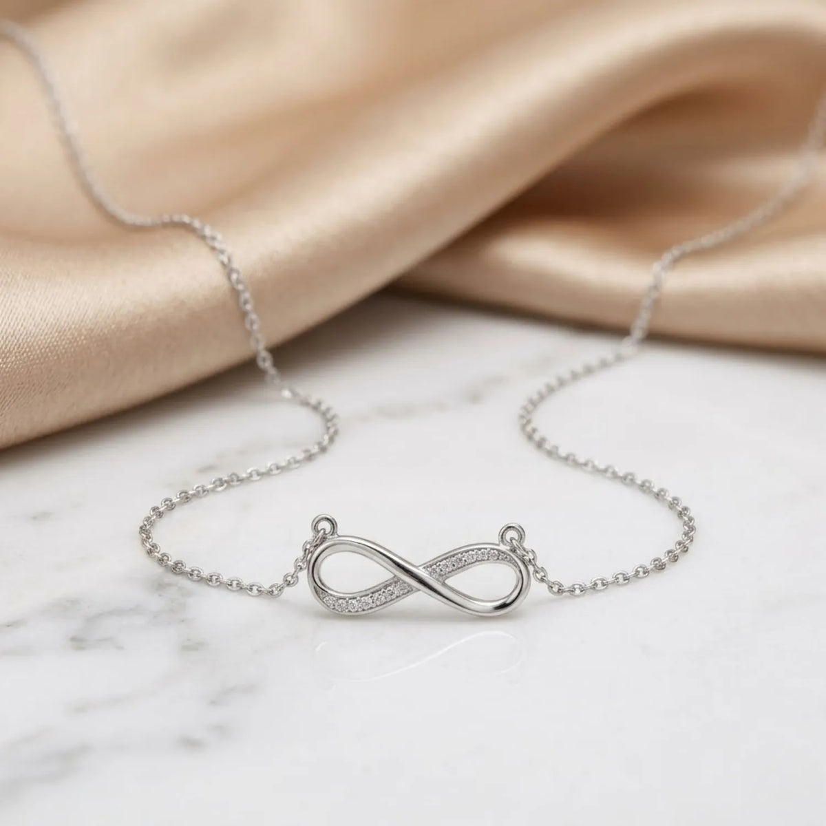 Hulasi 925 Sterling Silver Infinity Pendant For Women & Girls | CZ Studded Design | 2.4 Cm