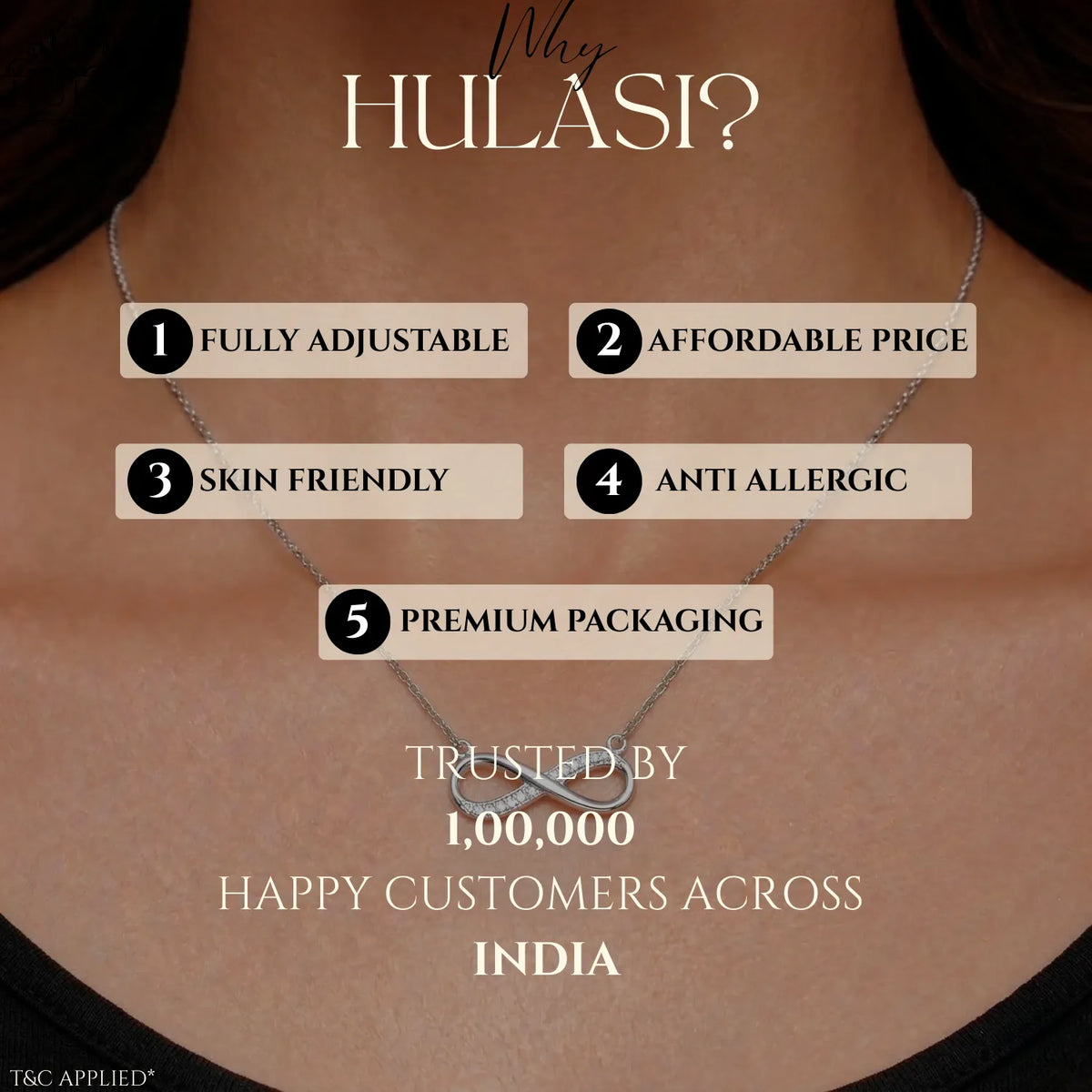Hulasi 925 Sterling Silver Infinity Pendant For Women & Girls | CZ Studded Design | 2.4 Cm