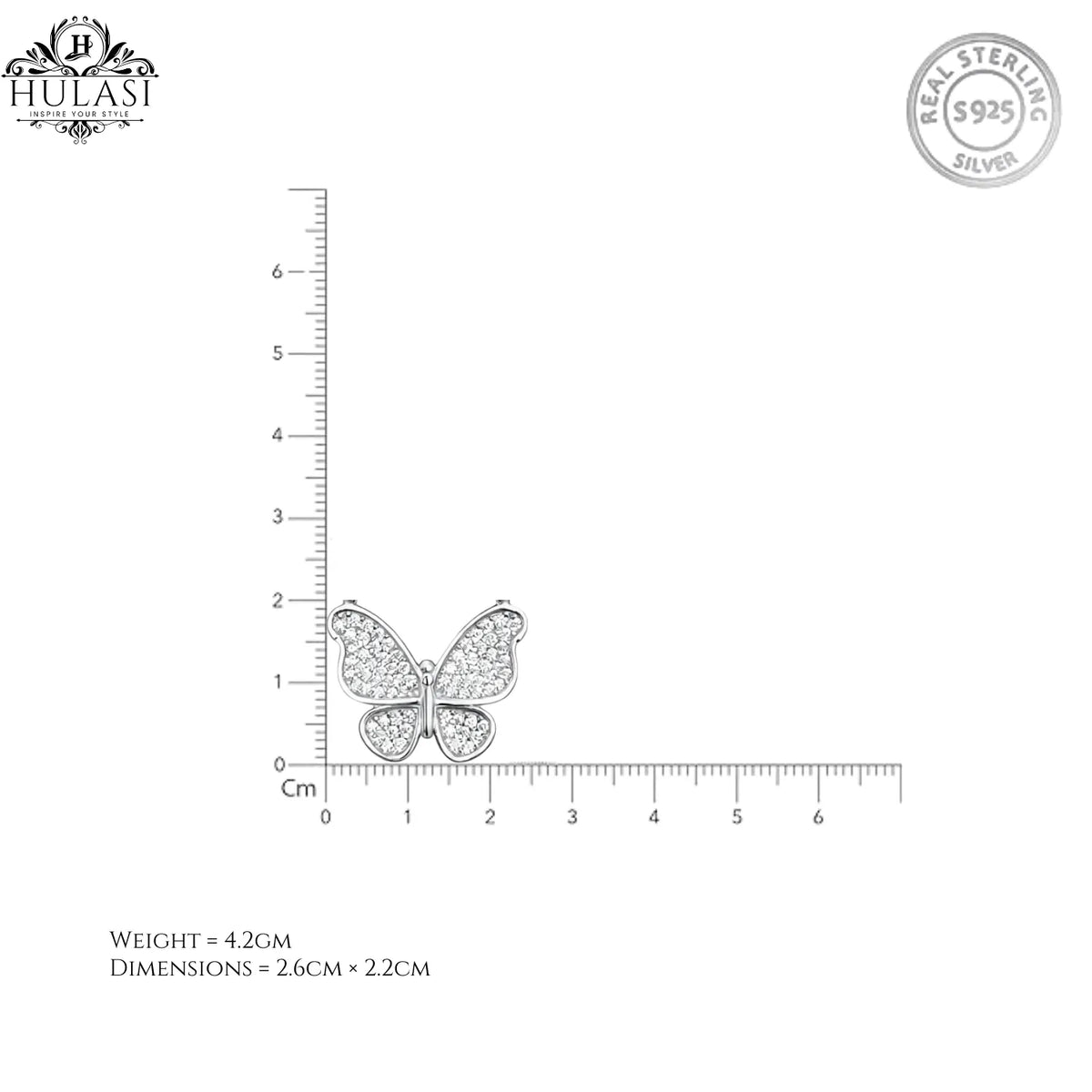 Hulasi 925 Sterling Silver Butterfly Pendant For Women & Girls | CZ Studded Design | 2.6 Cm