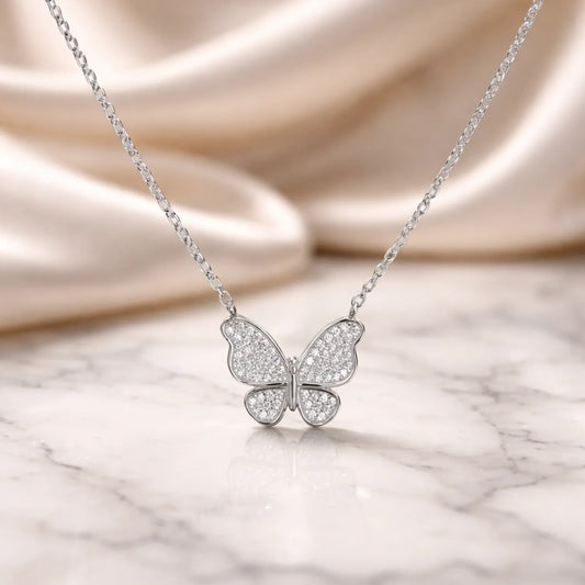Hulasi 925 Sterling Silver Butterfly Pendant For Women & Girls | CZ Studded Design | 2.6 Cm