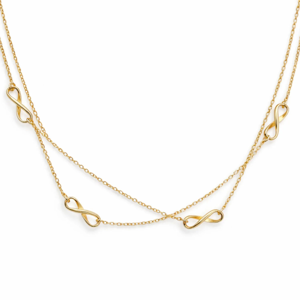 Hulasi 925 Sterling Silver Infinity Chain Necklace For Women & Girls | Gold Finish | 40 Cm